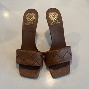 Vince Camuto Tan Woven Mules